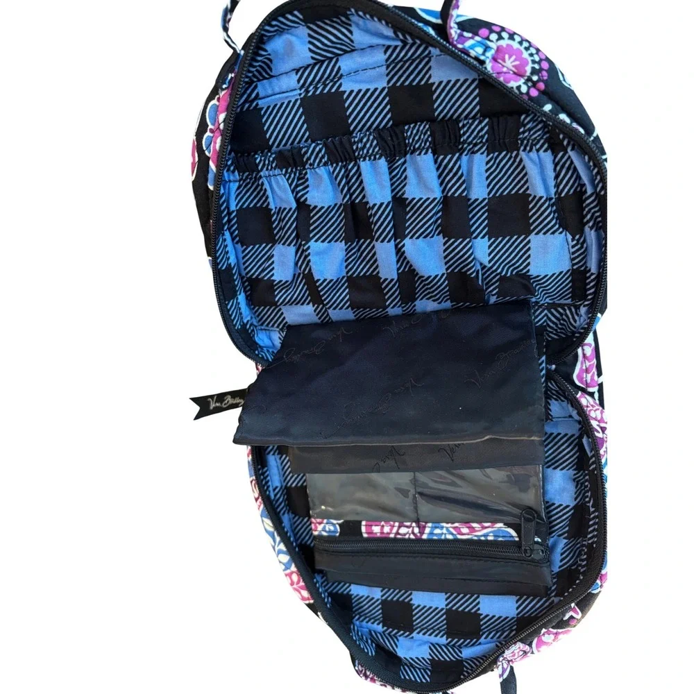 Vera Bradley‎ Hanging Travel Jewelry Organizer Roll Bag Black Floral Print